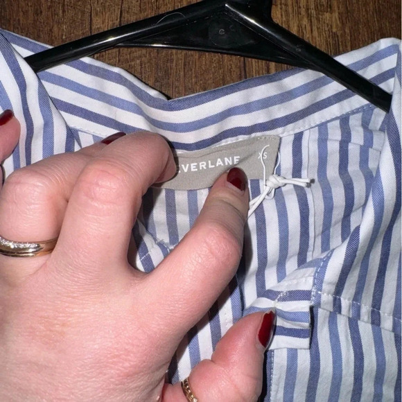 New Everlane The Woven P.J. Top Blue Stripe XS - Picture 4 of 7
